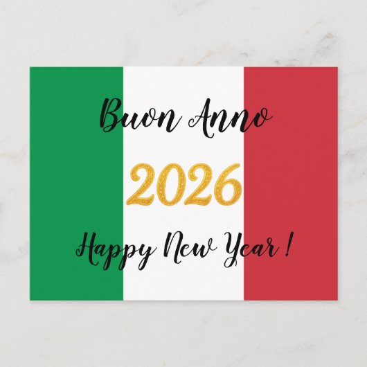 イタリア国旗2026カリグラフィー ポストカード (正面)