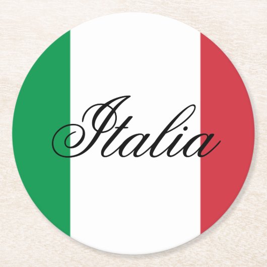 イタリア国旗 イタリアの誇り ヨーロッパ 国 ラウンドペーパーコースター (正面)