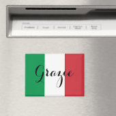 イタリア国旗 エレガントなカリグラフィー ありがとう マグネット (インサイチュ (食洗機))