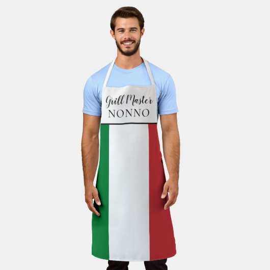 イタリア国旗 グリルマスター ノンノ 楽しいギフト エプロン (着用した状態)