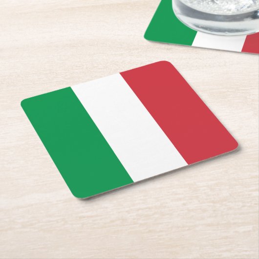 イタリア国旗 スクエアペーパーコースター (アングル)