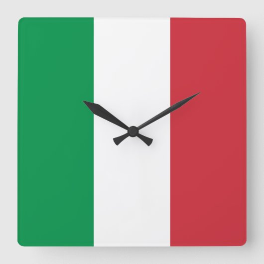 イタリア国旗 スクエア壁時計 (正面)