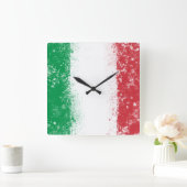 イタリア国旗 スクエア壁時計 (ホーム)
