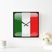 イタリア国旗 スクエア壁時計 (ホーム)