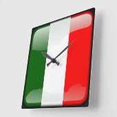 イタリア国旗 スクエア壁時計 (傾斜)