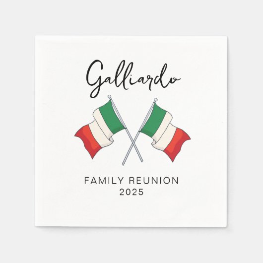 イタリア国旗 ファミリーリユニオン スタンダードカクテルナプキン (正面)