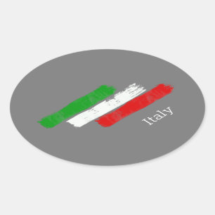 イタリア国旗。ブラシストローク。矩形シール 楕円形シール