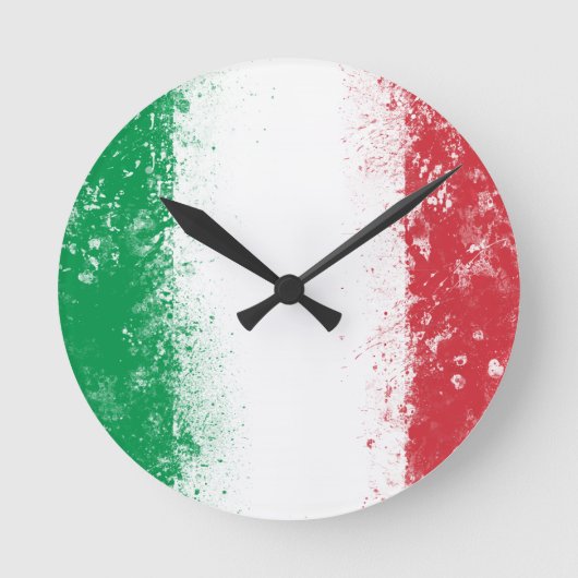 イタリア国旗 ラウンド壁時計 (正面)