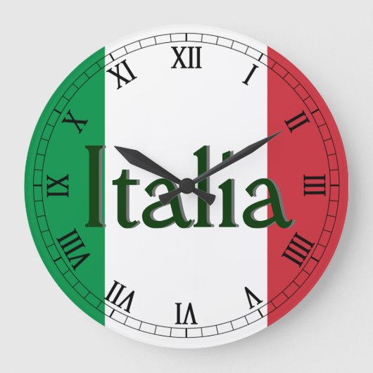 イタリア国旗 ラージ壁時計 (正面)