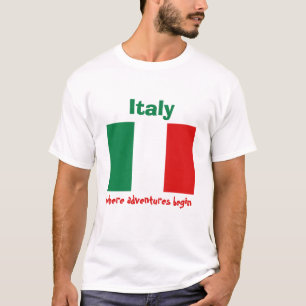 イタリア国旗+地図+文字Tシャツ Tシャツ