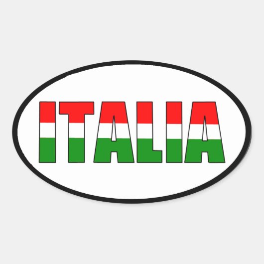 イタリア国旗 楕円形シール (正面)