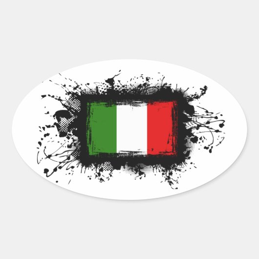 イタリア国旗 楕円形シール (正面)