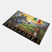 イタリア国旗、狼と鹿のアーモダント ドアマット (アングル)