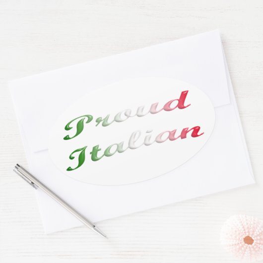 イタリア国旗。誇りを持ったイタリアン. 楕円形シール (封筒)