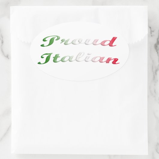 イタリア国旗。誇りを持ったイタリアン. 楕円形シール (バッグ)