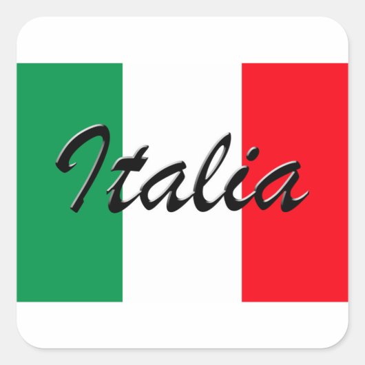 イタリア国旗 – 高品質 スクエアシール (正面)