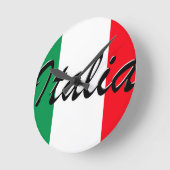イタリア国旗 – 高品質 ラウンド壁時計 (傾斜)