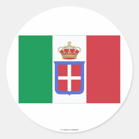 イタリア国旗（1861年～1946年） ラウンドシール (正面)