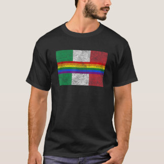 イタリア国旗LGBTQゲイプライドレインボーバナーT Shi Tシャツ