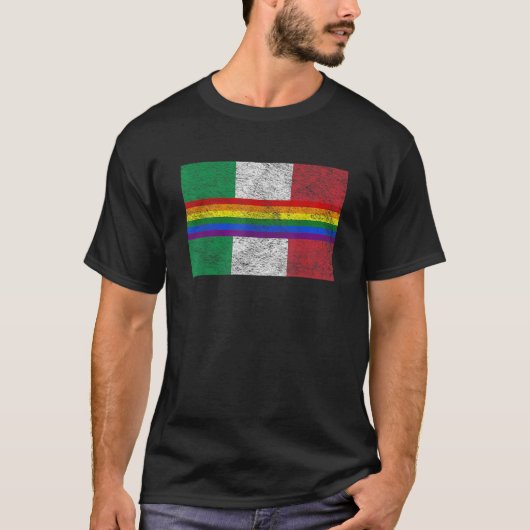 イタリア国旗LGBTQゲイプライドレインボーバナーT Shi Tシャツ (正面)