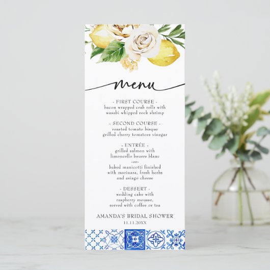 イタリア地中海のフローラレモンブライダルシャワー メニュー (スタンド正面)