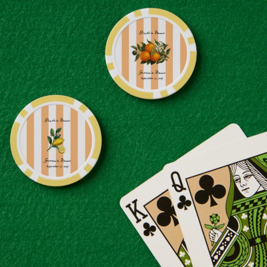 イタリア地中海スタイルの柑橘類 レモン オレンジ ウェディング ポーカーチップ (ポーカーテーブル (ダブル))