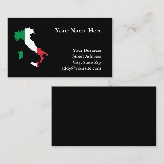 イタリア地図の図形イタリアンフラグの色 名刺 (正面/裏面)