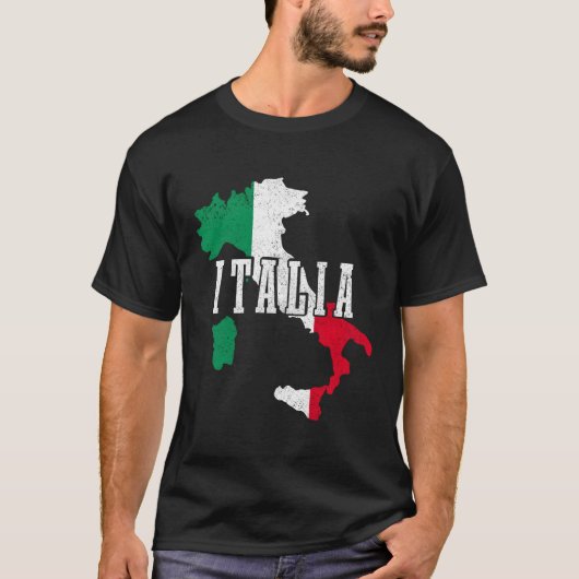 イタリア地図イタリアイタリアン国旗のプライド Tシャツ (正面)
