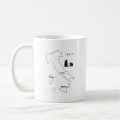 イタリア地図コーヒーマグ - モダントラベルデザイン コーヒーマグカップ (左)