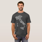 イタリア地図シルエットタウンシティズローマミラン Tシャツ (正面フル)