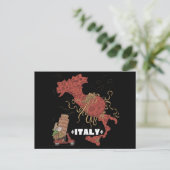 イタリア地図フライングスパゲッティモンスター パスタファリアン ポストカード (スタンド正面)