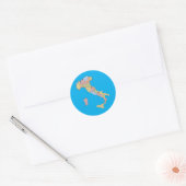 イタリア地図ブルー ラウンドシール (封筒)