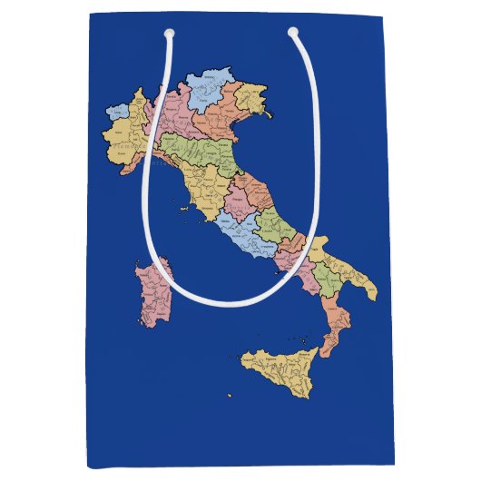 イタリア地図 ギフトバッグ – カラフルな地域デザイン (正面)