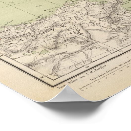 イタリア地図 ポスター (角)