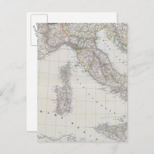 イタリア地図 ポストカード (正面/裏面)