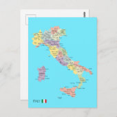 イタリア地域の孤立地図 ポストカード (正面/裏面)