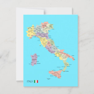 イタリア地域の孤立地図 ポストカード