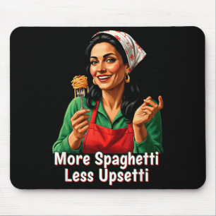 イタリア女性のパスタ好きに捧ぐ スパゲッティ多め Upsetti少なめ Tシャツ マウスパッド