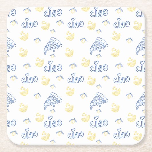 イタリア好きのためのグッズ - チョウ イタリアンな雰囲気を楽しんで スクエアペーパーコースター (正面)