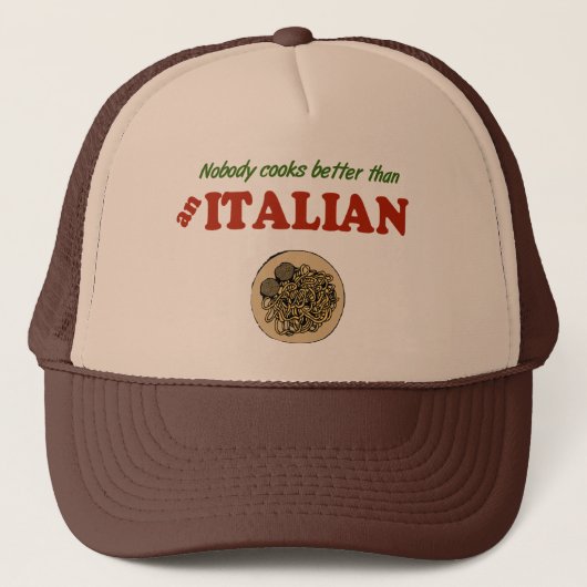 イタリア帽子より料理がうまい人はいない キャップ (正面)