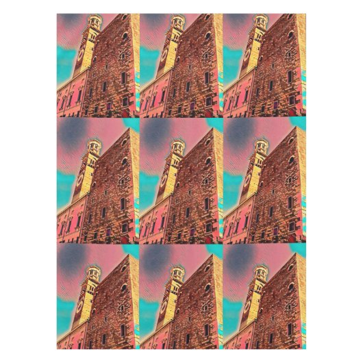 イタリア建築絵画の テーブルクロス (正面)