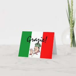 イタリア感謝していイタリアン国旗のグラジー・シェフ サンキューカード
