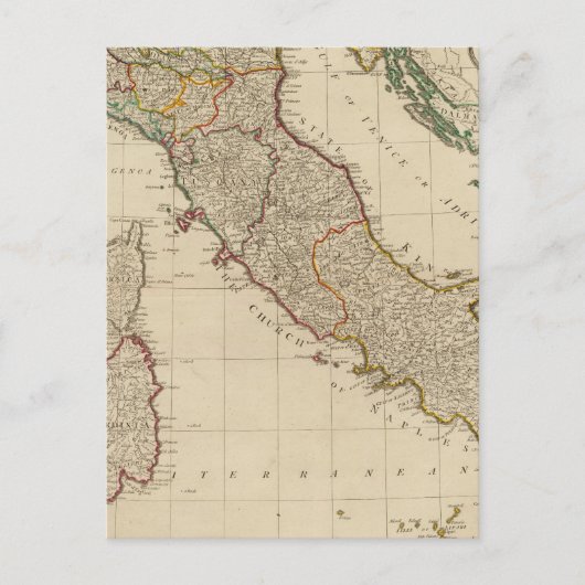 イタリア手彩色地図 ポストカード (正面)