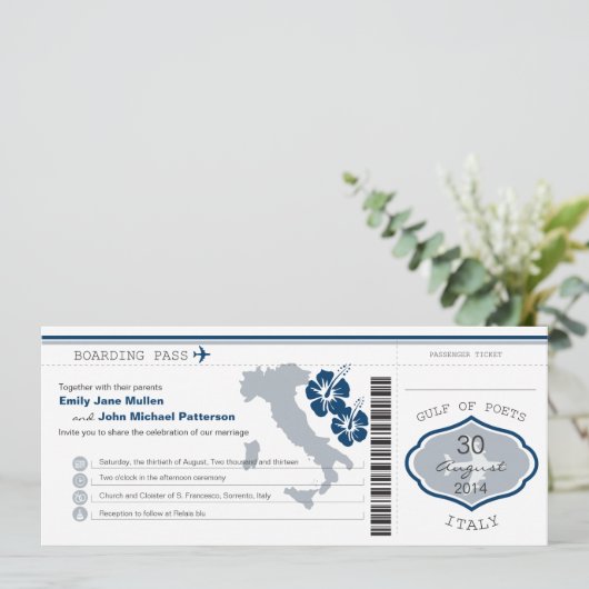 イタリア搭乗券結婚式招待状 招待状 (スタンド正面)