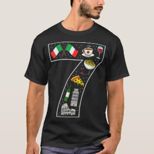 イタリア文化 7歳の誕生日おめでとう イタリア国旗 Tシャツ