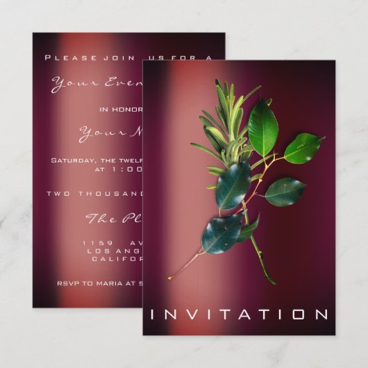 イタリア料理の持続可能性グリーン 招待状 (正面/裏面)