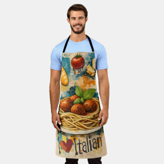 イタリア料理アートコラージュ料理 エプロン