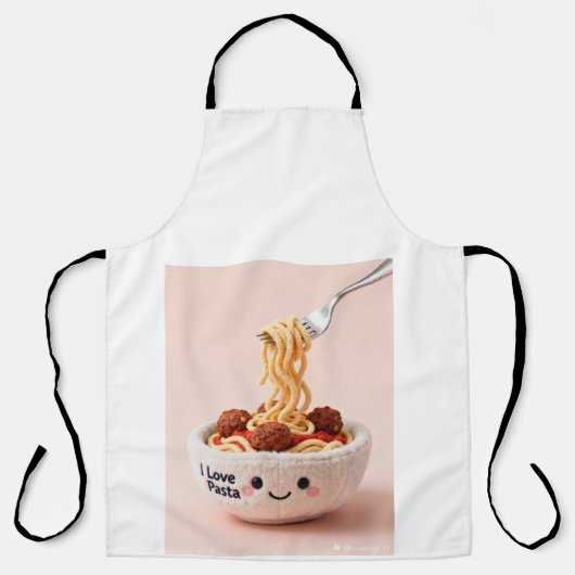 イタリア料理シェフの調理用エプロン「パスタ大好き！」 エプロン (正面)