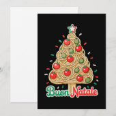 イタリア料理パスタ クリスマスツリー クリスマス 招待状 (正面/裏面)