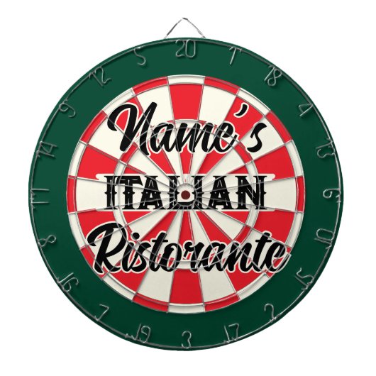 イタリア料理店のヴィンテージスタイル "Your Name" ダーツボード (正面)